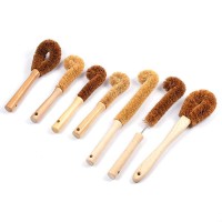 Eco-friendly Nature Wooden Bamboo Beech Wood Long Handle Bottle Kitchen Potato Pan Dish Cleaning Brush