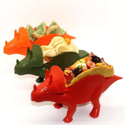 CHRT Food Grade Plastic Triceratops Taco Holder Plate Stand Wholesale Dinoaur Taco Holder for Kids