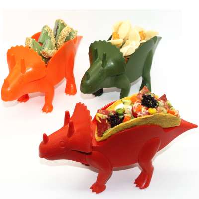 CHRT Kids Plastic Taco Holder Wholesale Triceratops Tortilla Dish Dinoaur Taco Holder Stand for Kids